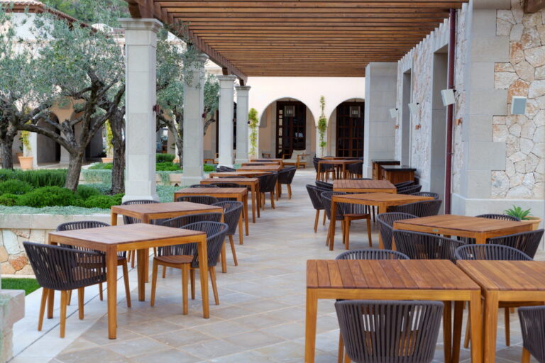 interior of the restaurant and the luxury hotel